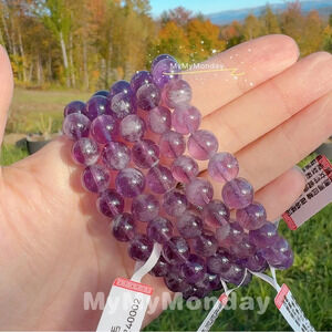 Purple Rabbit Hair Rutilated Quartz Bracelet 9mm